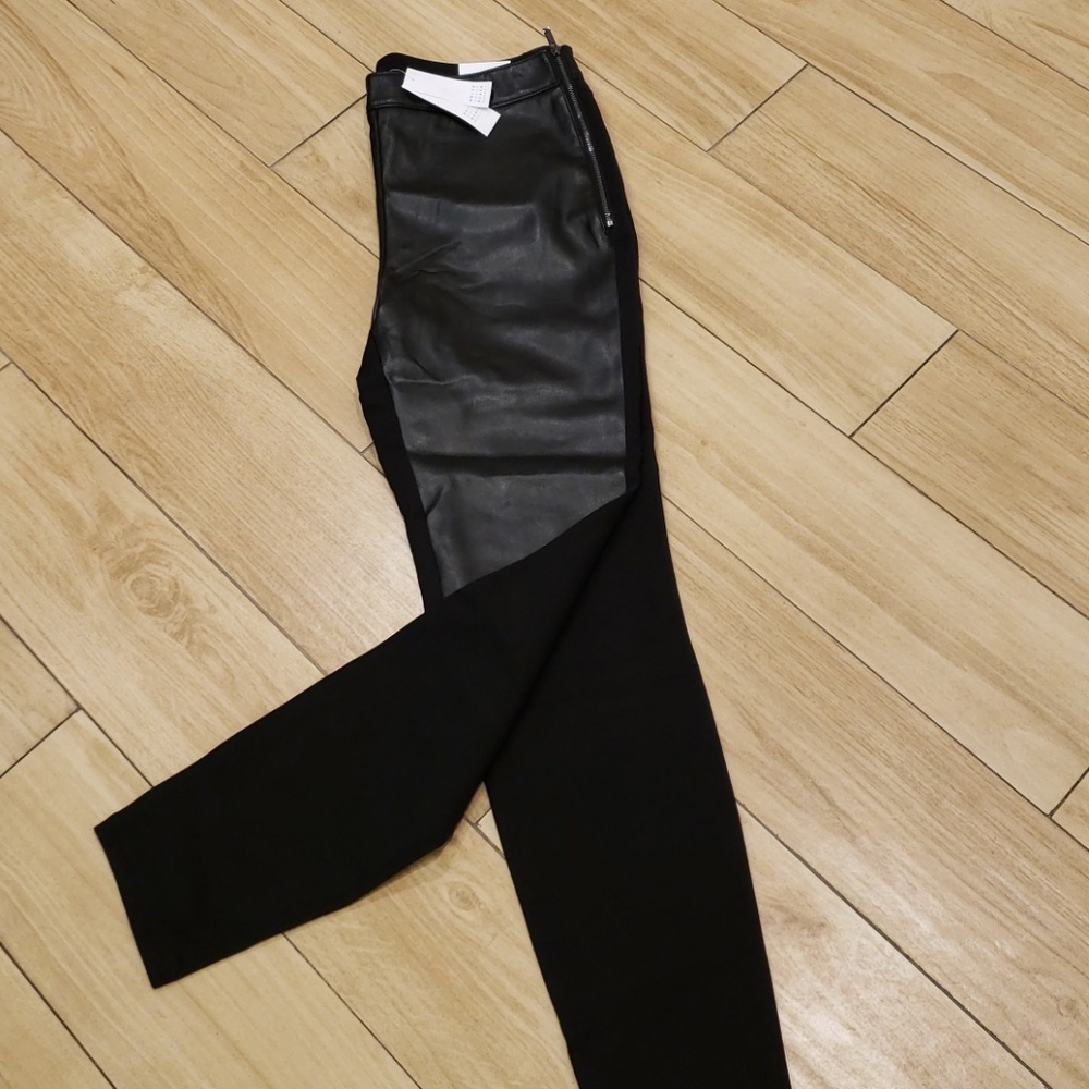 WHBM Faux Leather and Ponte Leggings 10